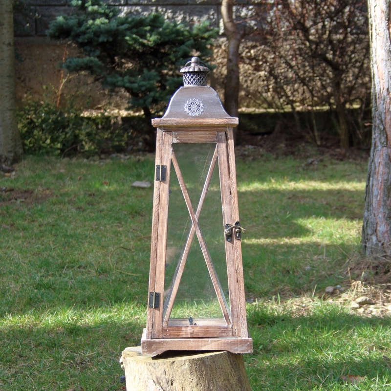 Velká dřevěná lucerna XL 63cm 
