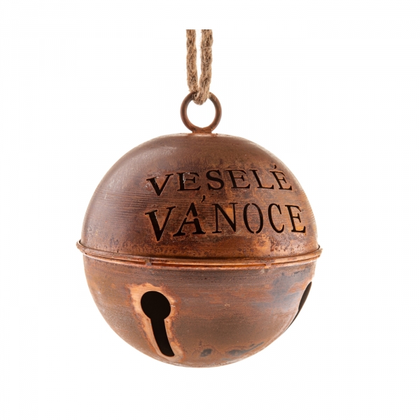 Velká vánoční rolnička Bellwyn - rustikální 15,5 x 15,5 x 15,5 cm 