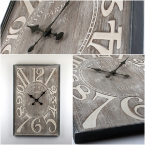 Velké dřevěné nástěnné hodiny Paris 90x60cm 
