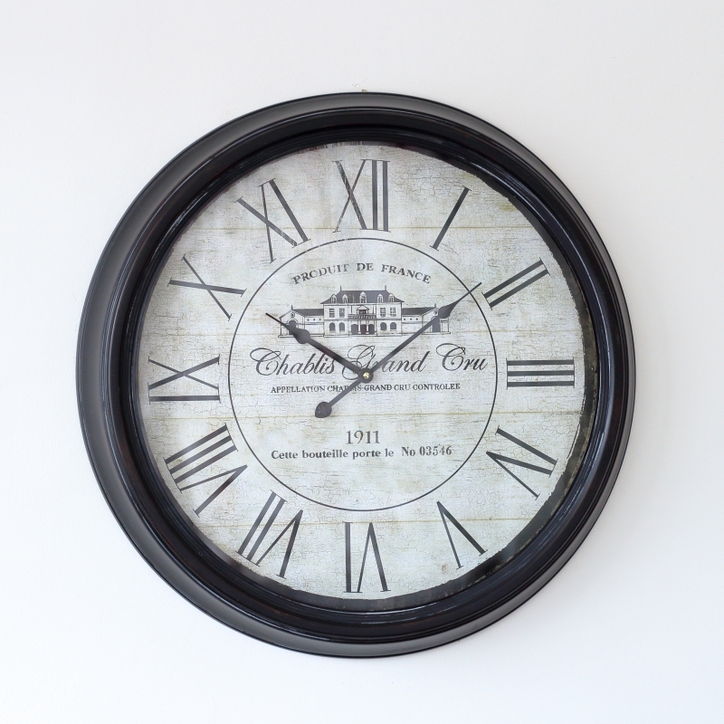 Velké nástěnné hodiny kovové 61 cm římské číslice