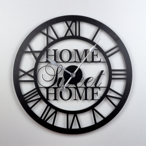 Velké nástěnné hodiny kovové Home sweet home 60cm