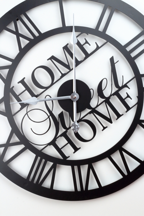 Velké nástěnné hodiny kovové Home sweet home 60cm