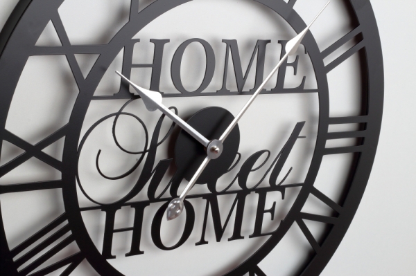 Velké nástěnné hodiny kovové Home sweet home 60cm