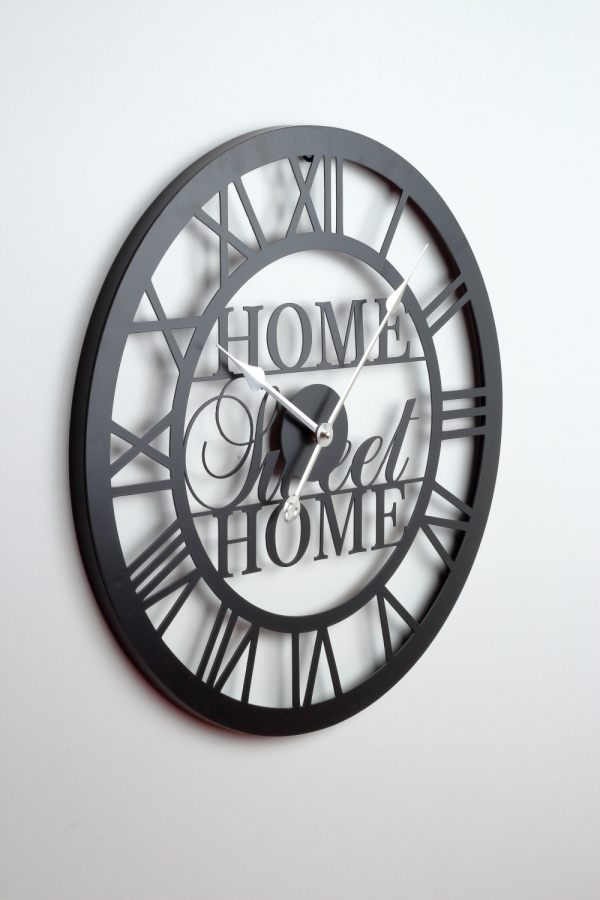 Velké nástěnné hodiny kovové Home sweet home 60cm