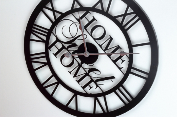 Velké nástěnné hodiny kovové Home sweet home 60cm