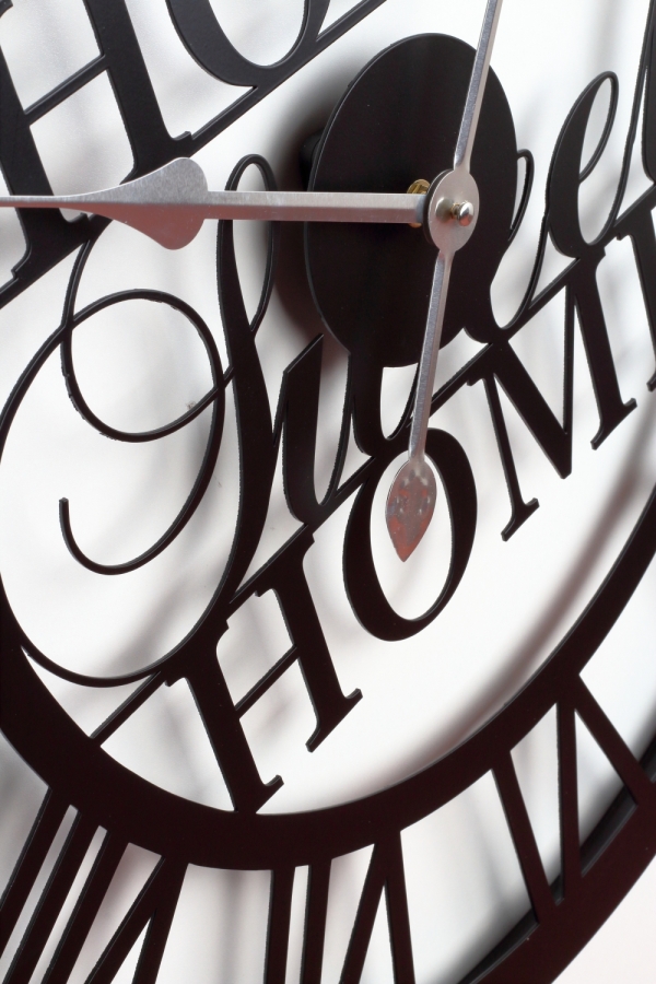 Velké nástěnné hodiny kovové Home sweet home 60cm