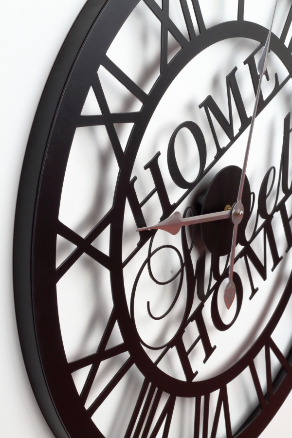 Velké nástěnné hodiny kovové Home sweet home 60cm