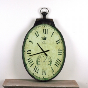 Velké nástěnné hodiny s římskými čísly a teploměrem 92cm