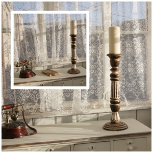 Velký dřevěný svícen na jednu svíčku 51cm