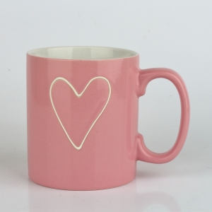 Velký keramický hrnek se srdcem růžový 700ml