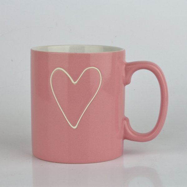 Velký keramický hrnek se srdcem růžový 700ml