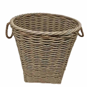 Velký kulatý obal na květináč z umělého proutí – šedobéžový 53 cm
