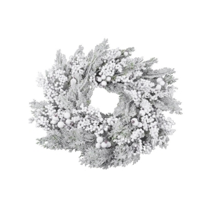 Věnec plody, bílá/zelená, 50x50x15cm