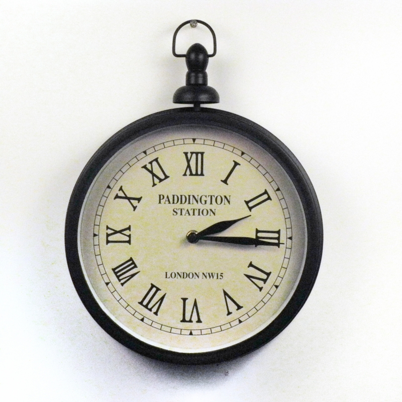 Venkovní hodiny černý kov průměr 30 cm