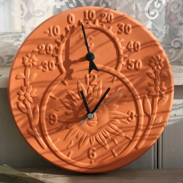 Venkovní keramické hodiny s teploměrem slunce 30cm