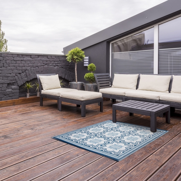 Venkovní koberec 152x241cm modro-bílý