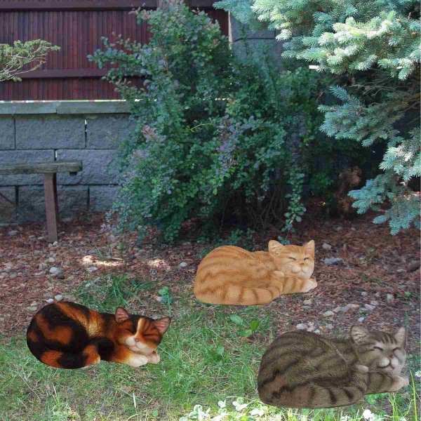 Venkovní socha spící kočka 29cm