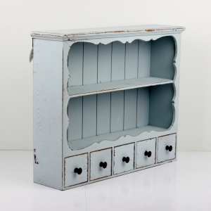 Venkovská nástěnná police do kuchyně modrá 68x19x56cm