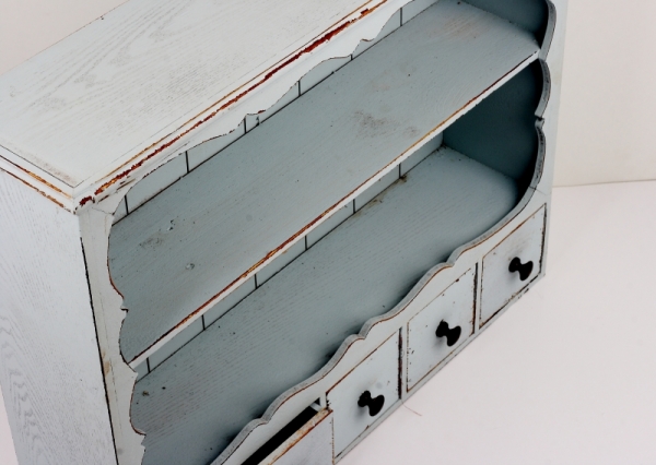 Venkovská nástěnná police do kuchyně modrá 68x19x56cm