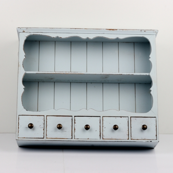 Venkovská nástěnná police do kuchyně modrá 68x19x56cm