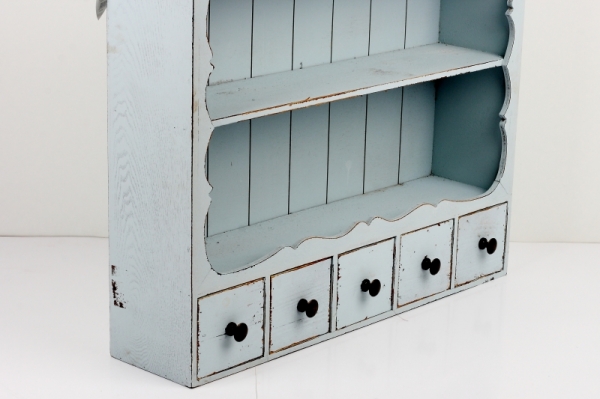 Venkovská nástěnná police do kuchyně modrá 68x19x56cm