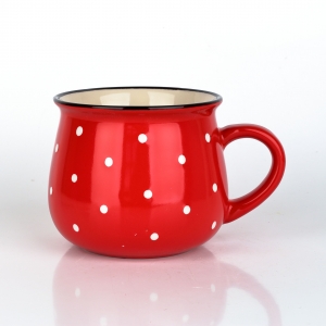 Venkovský krajáč na mléko červený s puntíky 770ml