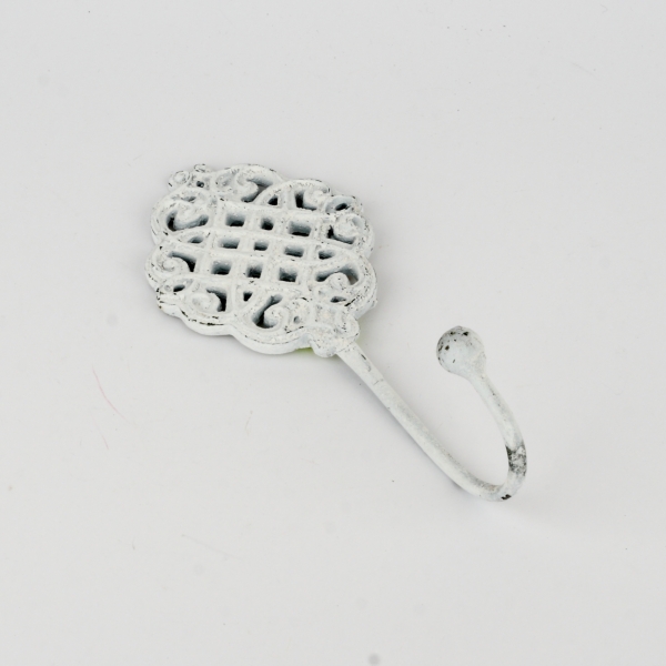 Věšák háček starobylý bílý 20cm