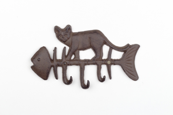 Věšák na klíče a vodítko kočka 21,9x1,8x13,1cm