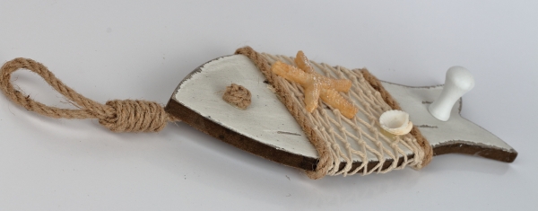 Věšák na klíče ryba bílá 9x34x5cm 