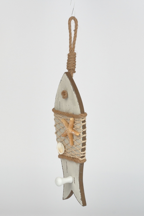 Věšák na klíče ryba bílá 9x34x5cm 