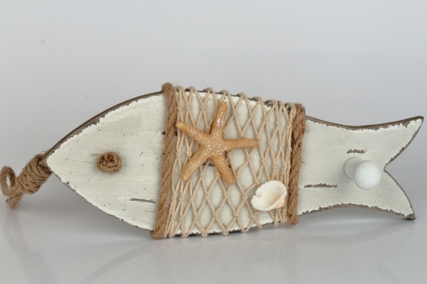Věšák na klíče ryba bílá 9x34x5cm 