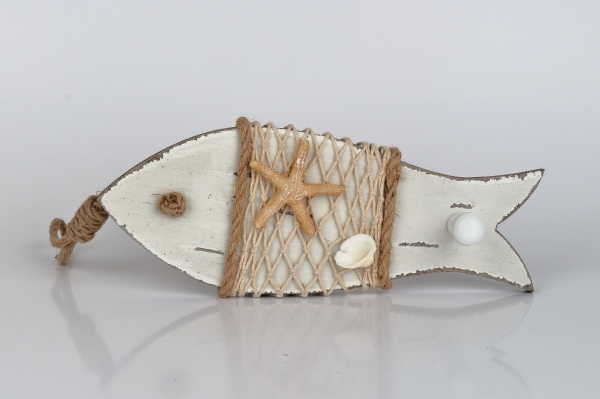 Věšák na klíče ryba bílá 9x34x5cm 