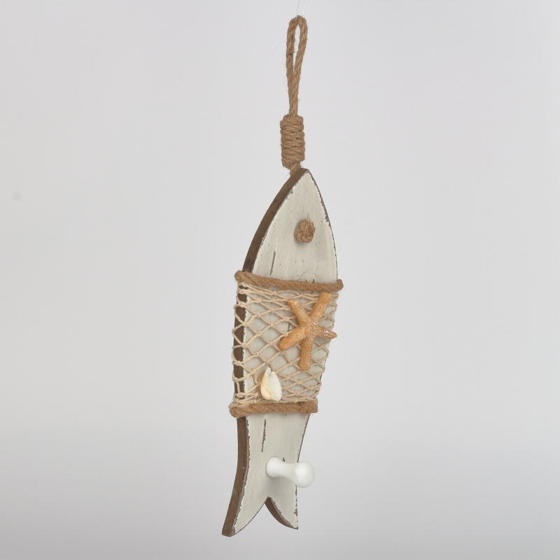 Věšák na klíče ryba bílá 9x34x5cm 