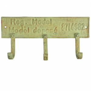 Věšák trojháček na zeď zelená patina 27,3cm