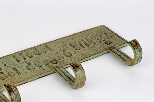 Věšák trojháček na zeď zelená patina 27,3cm