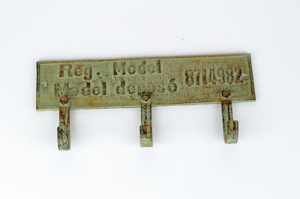 Věšák trojháček na zeď zelená patina 27,3cm