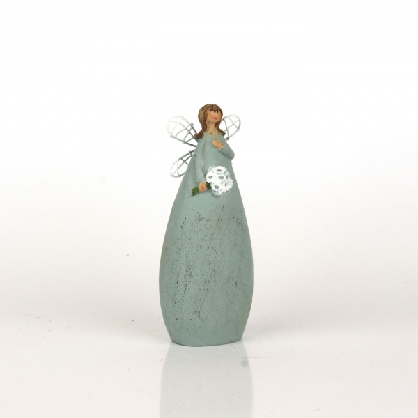 Víla v modrých šatech Ruka na srdci 15cm