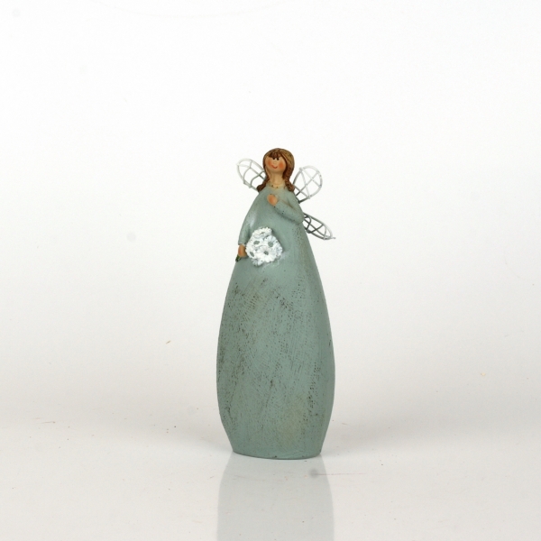 Víla v modrých šatech Ruka na srdci 15cm