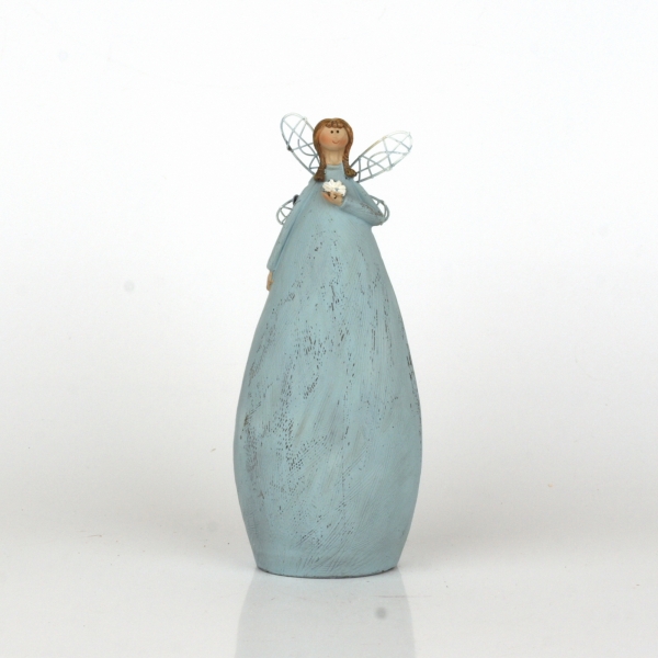 Víla v modrých šatech Ruka na srdci 20cm