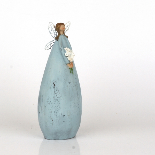 Víla v modrých šatech s kyticí 20cm