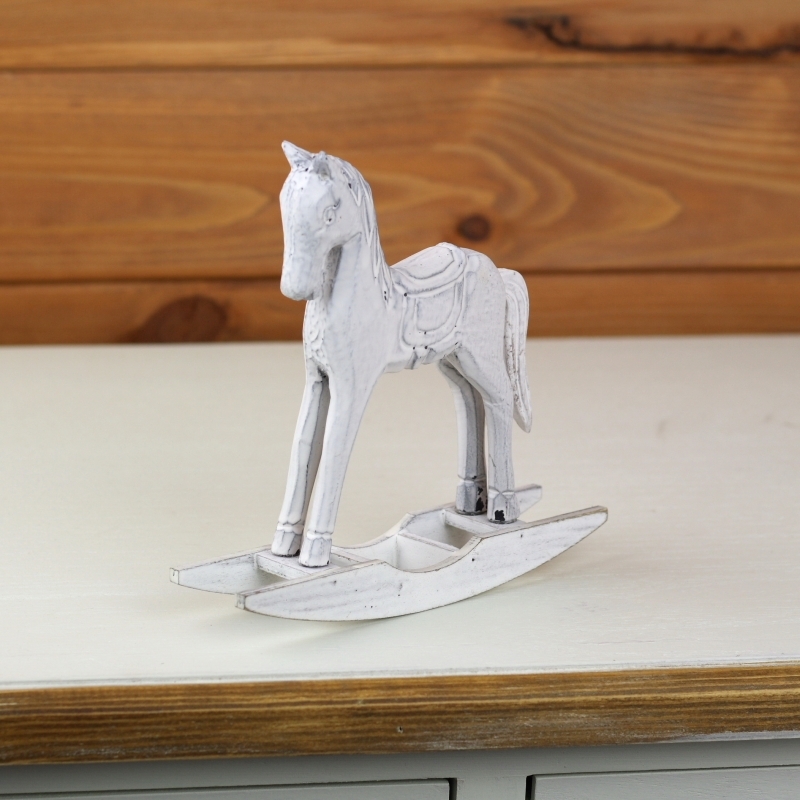 Vintage houpací koník bílý 15x16x4cm