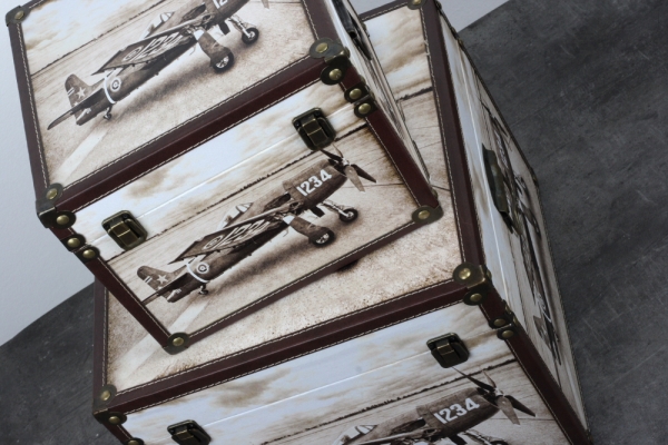 Vintage kufr letadlo 27x27x21cm