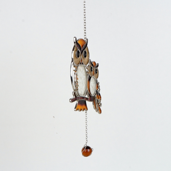 Vitráže - sovičky na závěsu 43cm