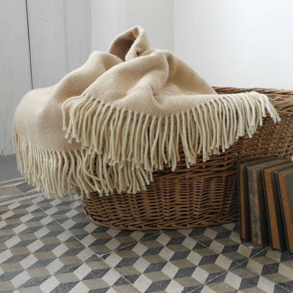 Vlněná přikrývka béžová 105x125cm