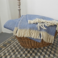 Vlněná přikrývka/deka modrá 135x200cm