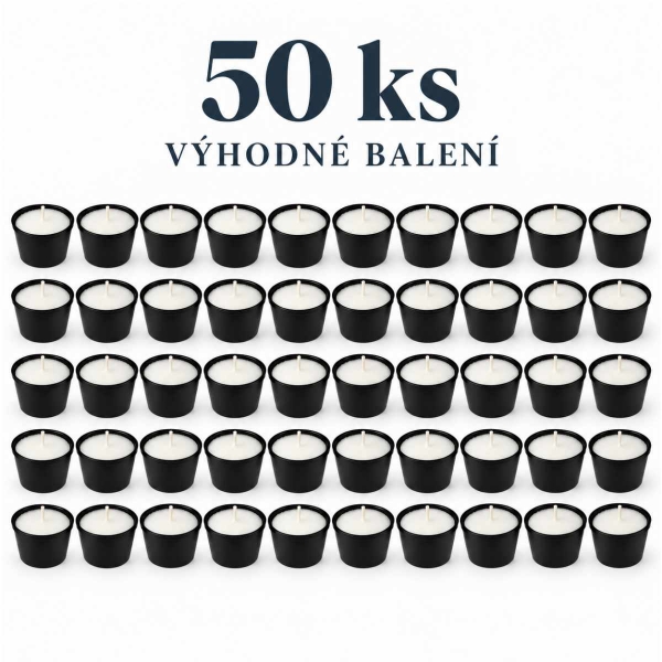 Výhodné balení: hřbitovní svíčky v černém kalíšku – cca 10 h, 50 ks