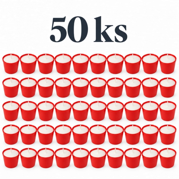 Výhodné balení: hřbitovní svíčky v červeném kalíšku – cca 10 h, 50 ks