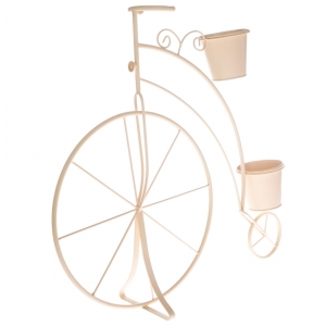 Vysoký květináč kovové kolo béžové