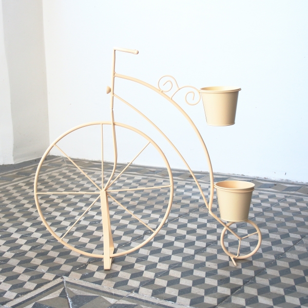 Vysoký květináč kovové kolo béžové