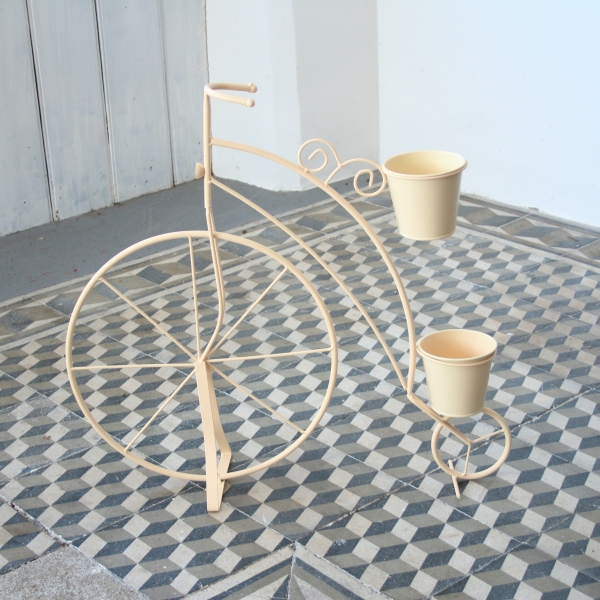 Vysoký květináč kovové kolo béžové